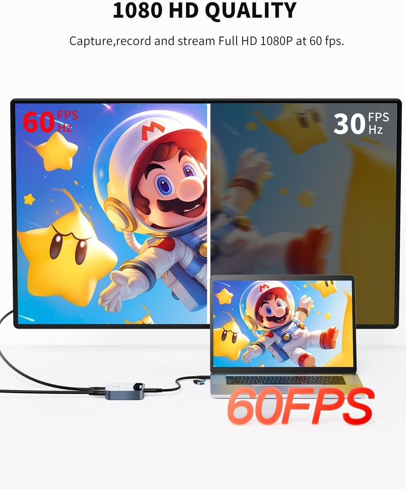 VANGREE Capture Card for Nintendo Switch, 4K Audio Video Capture Card, USB C 3.0 1080P 60FPS HDMI Recorder for Gaming/Live Streaming/Video Conference, Works for Nintendo Switch 2/PS5/Xbox/OBS/Camera/PC - Image 4
